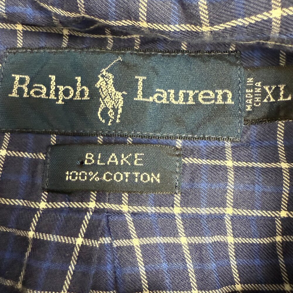 Men's RALPH LAUREN Blake Long Sleeve Button Down Shirt 100% Cotton Blue- Size XL - Picture 7 of 8